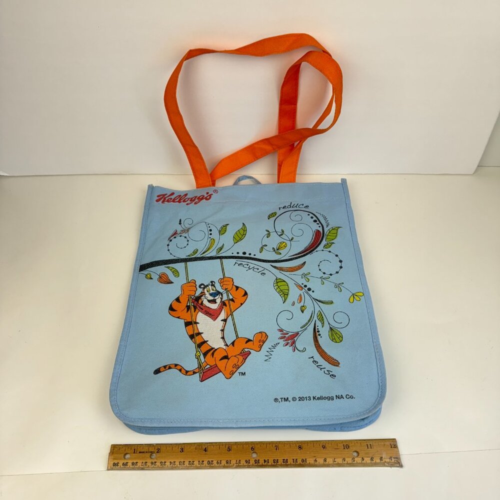 Kellogg Tony the Tiger Character Reusable Tote Bag 2013 Blue Orange Cloth Thin